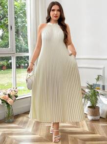 SHEIN Privé Plus Size Simple & Fashionable Casual Maxi Dress, Suitable For Everyday Wear,Graduation Dress - Apricot - View 2