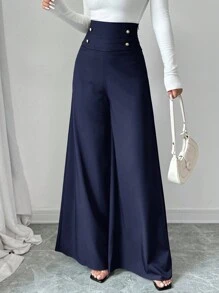 Firerie Plus Size Women's Summer Classy Outfits Fall Clothes Simple Fashion Commuting Business Elegant Super High Waist Wide Leg Trousers Pants Women Dress Pants Black Pants