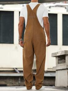 Manfinity Hypemode Men's Solid Color Pocketed Casual Versatile Sleeveless Jumpsuit