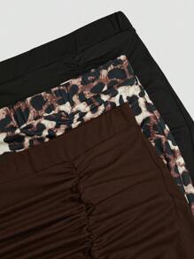 Sunspun Plus Size Simple Casual Everyday Wear Skirt - Multicolor - View 9