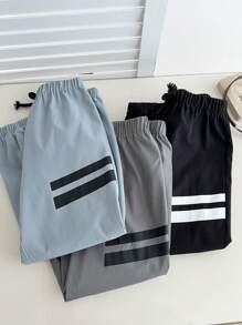 3pcs Kids Relaxed Casual Print Drawstring Waist Pants Set, Suitable For Spring, Summer, Autumn, Winter, Young Boy Clothes, Back To School Outfit, Suitable For Birthday Party, Formal Event, Wedding, Christening, School Ceremony'