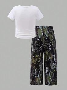 Baby Mädchen Kleinkind 0-3J Straßen Mode Camouflage Cargohose Crop Top Jersey Outfit