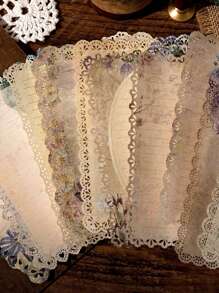 10pcs/Pack Vintage Floral Writing Letter & Journaling Decoration Background Material Paper - Multicolor - View 5
