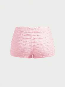 SHEIN Essnce Women's Casual Fashion Low Rise Slim Fit Elasticity Mini Shorts Women Boxer Shorts Ruffle Shorts Bottoms All-Match Shorts Tomato Girl CoquetteSummer Kawaii Bow Women Ruched Micro Mini Shorts