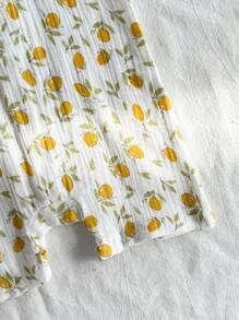 Vintaside Kids Babygirl 夏季可爱橙色印花无袖吊带背心款式时尚西式连体衣，适合女婴 - 彩色 - 查看 5