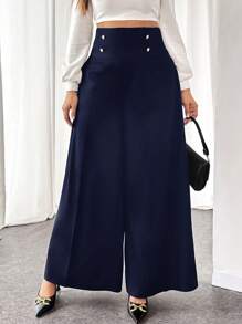 Firerie Plus Size Women's Summer Classy Outfits Fall Clothes Simple Fashion Commuting Business Elegant Super High Waist Wide Leg Trousers Pants Women Dress Pants Black Pants