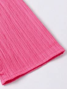 2pcs Baby Girl Fashionable Minimalist Round Neck Sleeveless A-Line Top And Wide Leg Pants Set, Spring & Summer - Hot Pink - View 7