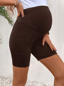 SHEIN Mallas simples de unicolor casual diario para maternidad