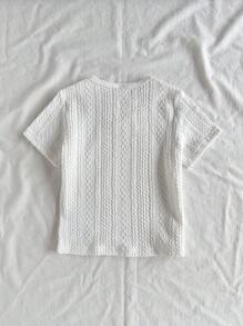 Vintaside Kids 1pc Young Boy Casual Versatile Textured Fabric Short Sleeve Shirt