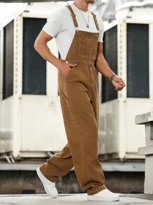 Manfinity Hypemode Men's Solid Color Pocketed Casual Versatile Sleeveless Jumpsuit
