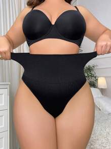 Plus Size Solid Color Shaping Bodysuit, Fashionable Tummy Control Underwear