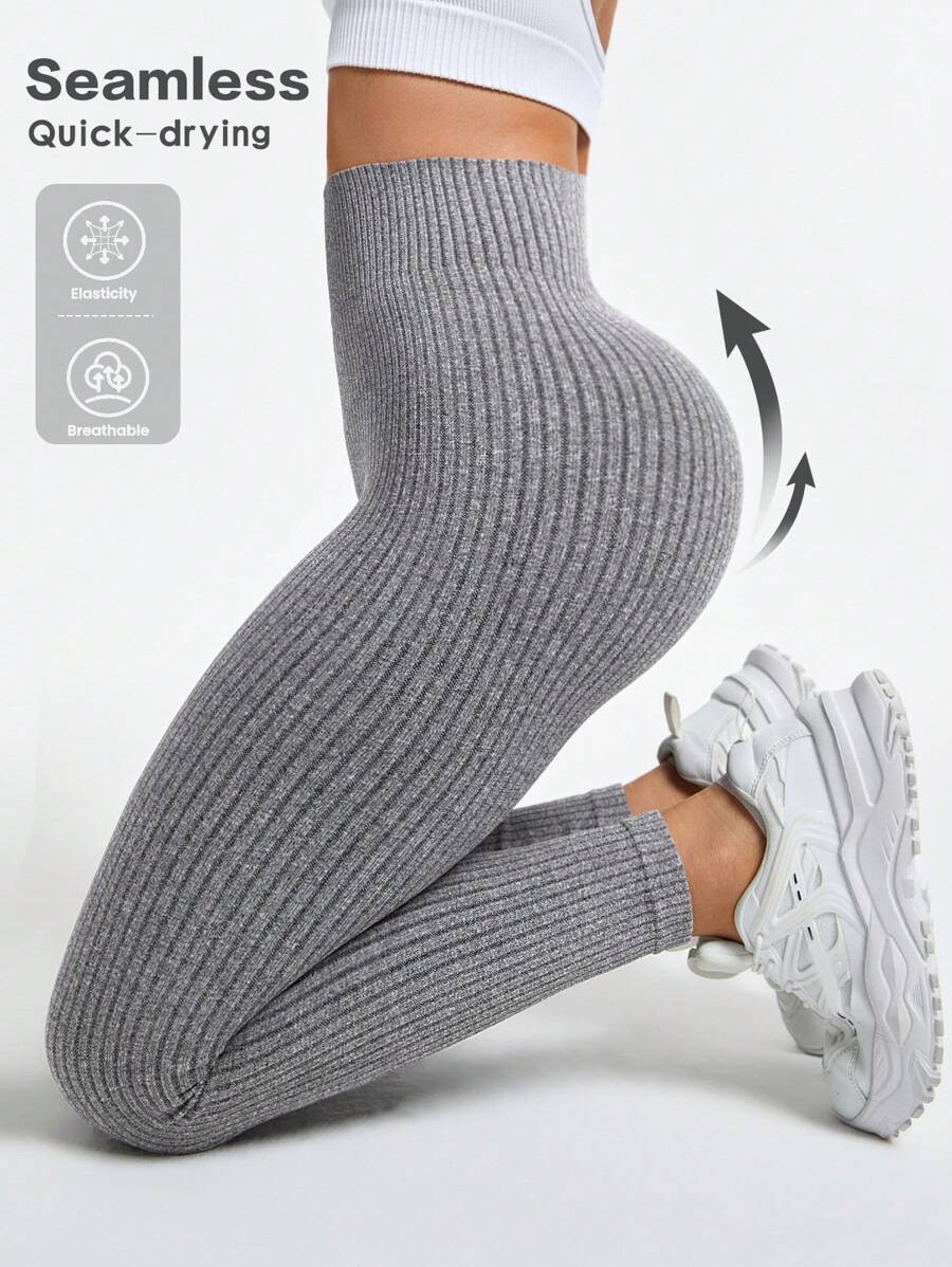 Easithlete Women's Solid High Waist Seamless Yoga Leggings