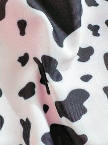 Soleia 2pcs/Set Women's Vacation Cow Print Contrasting Magenta Reversible Halter Tie Bikini, For Summer Beach - Multicolor - View 6