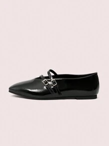 CUCCOO DOLLMOD Women's Casual Mary Jane Flats, Comfortable Versatile Square Toe Slip-On Commuter Shoes - Black - View 5