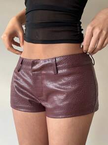 Aloruh 女式性感复古图案 PU 皮革超短迷你裙