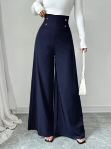 Firerie Plus Size Women's Summer Classy Outfits Fall Clothes Simple Fashion Commuting Business Elegant Super High Waist Wide Leg Trousers Pants Women Dress Pants Black Pants