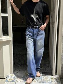 DAZY Men's Solid Blue Casual Straight Leg Loose Jeans With Pockets, Autumn - Blue - View 7