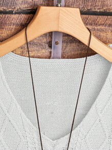 Franclia Áo chui đầu dệt kim thường ngày cho nữ, tối giản và thời trang để mặc hàng ngày - trắng - Xem 3