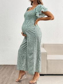 SHEIN 孕妇休闲连体裤，简约时尚，适合日常穿着 - 綠色 - 查看 6