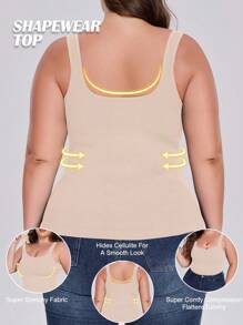 1pc Women Plus Size Seamless Comfortable Solid Color Cami Top - Apricot - View 2