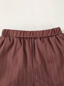 2 件套休闲竖条纹连体衬衫和短裤套装适合户外活动 - 彩色 - 查看 7