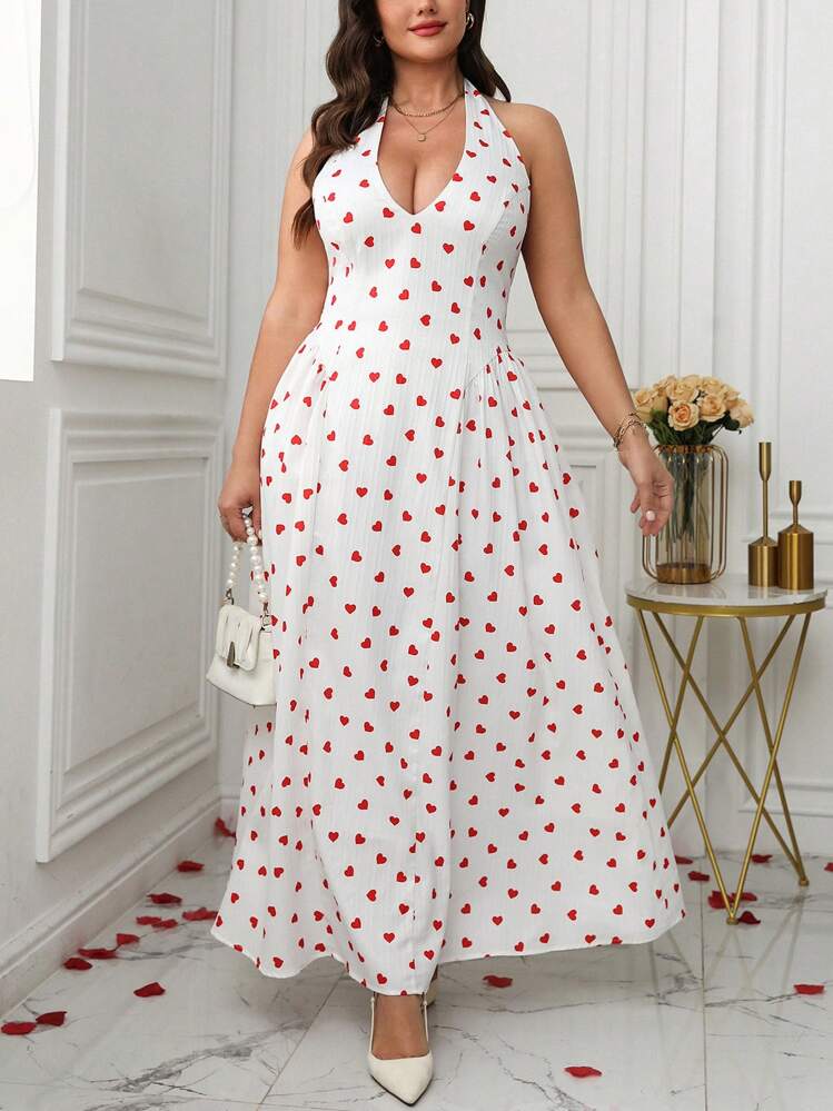 Flirla Plus Size Women Boho V-Neck Spaghetti Strap Ruched A-Line Dress, Suitable For Valentine's Day, For Summer - White - View 6