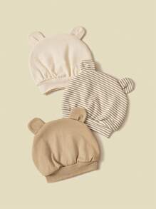 9pcs/Set Infant Burp Cloths, Bibs & Hats, Soft Breathable Striped Neutral Style, Newborn Gift