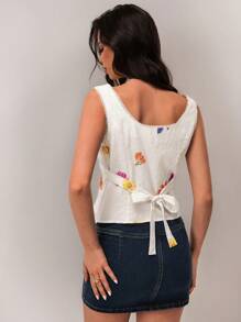 Forever 21 Áo ba lỗ không tay cổ vuông ren mới mùa xuân gợi cảm giản dị dành cho nữ đi nghỉ - Nhiều màu - Xem 2