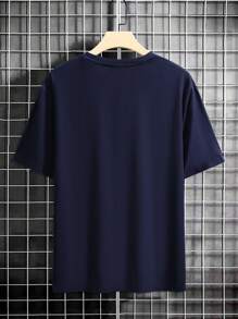 Manfinity Homme Men's Casual Slogan Print Crew Neck Short Sleeve T-Shirt