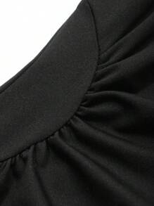 DAZY Women's Polo Collar Color Block Casual Short Sleeve Mid-Length Dress Sundress - Black - View 7