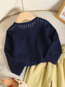 Sparklyn 女孩粉色优雅可爱甜美公主风时尚开衫毛衣，适合休闲装、派对、学校、春夏秋季 - 寶藍色 - 查看 2