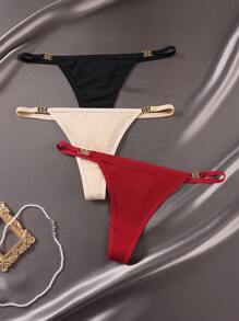 Shein Underwear&Sleepwear Basics 3 stuks dames effen ronde connect mode G-string