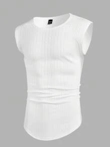 Manfinity Homme Men's Solid Color Sleeveless Top, Minimalist Fashion Casual Everyday Wear - White - View 1