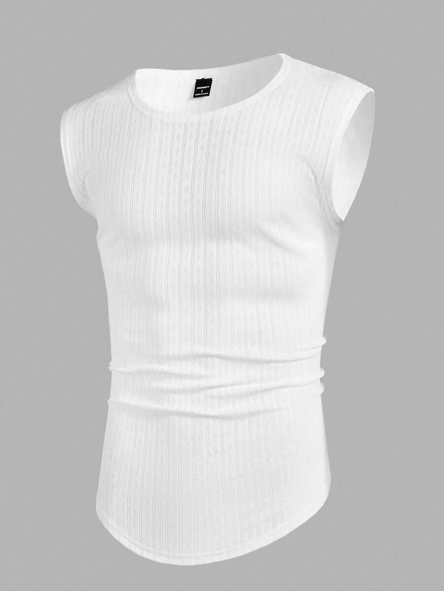 Manfinity Homme Men's Solid Color Sleeveless Top, Minimalist Fashion Casual Everyday Wear - White - View 1