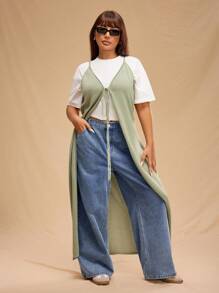 Forever 21 Plus Size Women's Front Button Pocket Simple Jeans, Casual Daily Wear - Blue - View 3