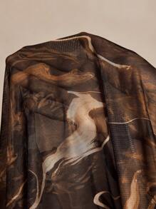 Chiquease Đầm suông thắt eo họa tiết đá cẩm thạch thường ngày cho nữ - màu nâu - Xem 7