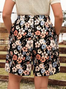 EMERY ROSE Plus Size Casual Everyday Printed Shorts, Simple And Fashionable,Vacation Outfits Woman,Boho For Women