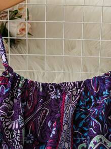 SHEIN LUNE Plus Size Women's Tropical Plant Printed Loose Casual Cami Top For Vacation Travel Airport Valentine's Day Vacation Woman Summer For Women Going Out Tops Women,Business Casual Woman,Summer,Cute Shirts,Office Vacation Woman