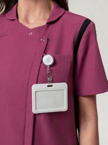 Anti-Wrinkle Contrasting Color Short Sleeve Women's Scrub Uniform Top Scrub Sets For Women - Red Violet - View 3