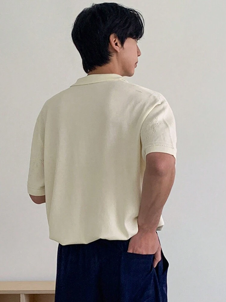 Men's Summer Jacquard Pattern Design Casual Open Front Knit Cardigan