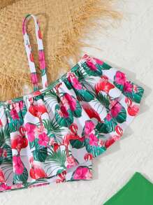 Tween Girl Tropical Printed Swimwear Set - Multicolor - View 4