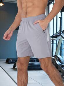 Gym Rark Herren einfarbige, schlichte und modische Lässig Sport Lauf- und Fitness Shorts, graue Shorts - Grau - Übersicht 4
