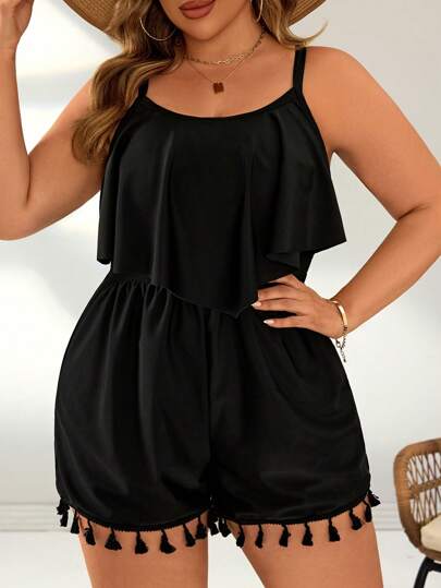 Swim Lushoire Traje de baño de una pieza suelto de talla grande con volantes, para vacaciones de verano en la playa