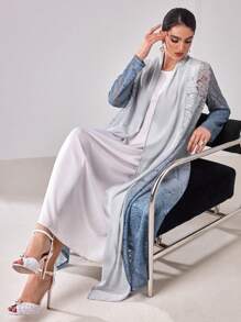 Al Najma Women's Floral Ombre Pattern Loose Abaya Cardigan Modest - Multicolor - View 7