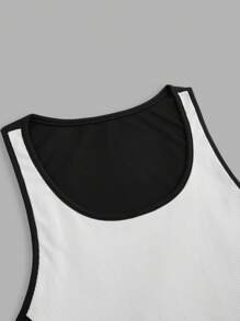 Manfinity Homme Men's Casual Minimalist Style Sleeveless Top, Suitable For Daily Wear, Men Summer Tank Tops, Men's Travel Daily Commute Vacation INS Set Style, Offering Comfort And A Relaxed Fit, Perfect For Couples' Gatherings, A Thoughtful Gift For Husbands, Boyfriends, Girlfriends, Or Dads, Suitable For Outdoor Travel, Available In Multi-Piece Sets, Ideal For Wedding Parties - Black and White - View 3