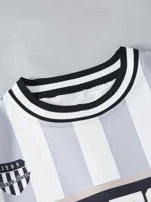 SHEIN 1pc Teenage Boys' Fashion Sports Jersey T-Shirt, Casual - Grey - View 5