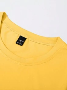 Manfinity Homme Men's Solid Color Casual Simple T-Shirt, Everyday Wear - Yellow - View 5