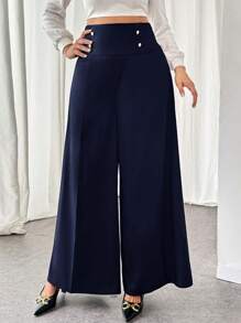 Firerie Plus Size Women's Summer Classy Outfits Fall Clothes Simple Fashion Commuting Business Elegant Super High Waist Wide Leg Trousers Pants Women Dress Pants Black Pants