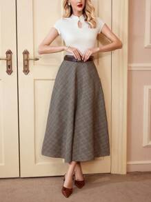 Vintamour Vintage Elegant Women High Waist Plaid A-Line Skirt With Pockets Casual Flared Skirt Valentine's Day Vacation Outfits Woman Summer Outfits For Women Valentines Birthday Skirtes For Women Skirtes For Women Elegant Valentine's Day Wedding Summer Skirtes For Women Office Wear Women Western Wear Women Business Casual Woman Wedding Guest Skirt Women Valentines Clothes Maxi Skirt Elegant Skirtes For Women Long Skirtes For Women Church Clothes Women