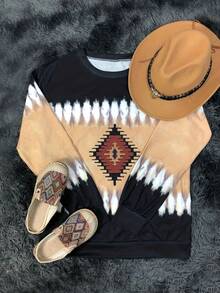 Geo Print Drop Shoulder Sweatshirt - Multicolor - View 3